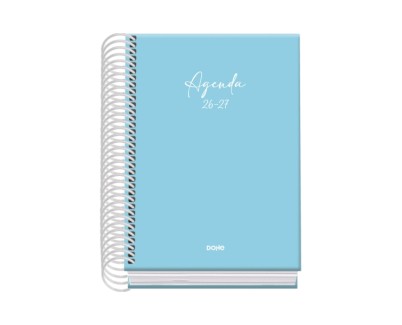 Dohe Basic Serenity Agenda Escolar 26/27 - Formato A6 - Dia Pagina - Papel Offset Ahuesado 70g - Cubierta de Carton Plastificado - Espiral - Goma - 12x17x3cm - Color Azul