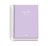 Dohe Basic Serenity Agenda Escolar 26/27 - Formato A6 - Dia Pagina - Papel Offset Ahuesado 70g - Cubierta de Carton Plastificado - Espiral Metalica - Goma - 12x17x3cm - Color Morado