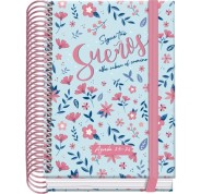 Dohe Blossom Agenda Escolar 25/26 Espiral A6 - Dia Pagina - Papel 70g/m2 - 4 Hojas de Pegatinas - Cubierta de Carton Plastificado - Cierre con Goma Elastica