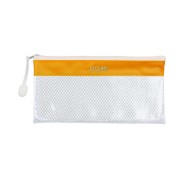 Dohe Bolsa Apaisada Tamaño 22x11cm - Fabricada en PVC - Resistente al Agua - Ideal para Viajes - Cierre de Cremallera - Banda Color Amarillo