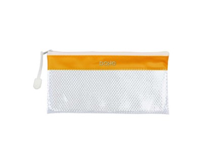 Dohe Bolsa Apaisada Tama&ntilde;o 22x11cm - Fabricada en PVC - Resistente al Agua - Ideal para Viajes - Cierre de Cremallera - Banda Color Amarillo