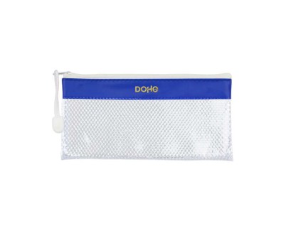 Dohe Bolsa Apaisada Tama&ntilde;o 22x11cm - Fabricada en PVC - Resistente al Agua - Ideal para Viajes - Cierre de Cremallera - Banda Color Azul