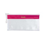Dohe Bolsa Apaisada Tamaño 22x11cm - Fabricada en PVC - Resistente al Agua - Ideal para Viajes - Cierre de Cremallera - Banda Color Fucsia