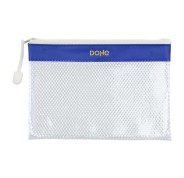 Dohe Bolsa Cremallera PVC - 24x17.5mm - Resistente al Agua - Ideal para Documentos A5 - Color Azul/Transparente