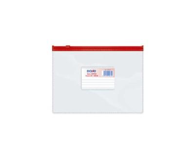 Dohe Bolsa Zipper Apaisada PVC Transparente 150 Micras - Tama&ntilde;o A5 - Apertura Superior - Cierre Zip Hermetico