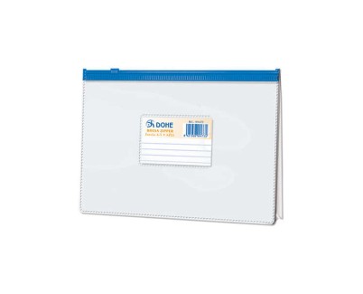 Dohe Bolsa Zipper Apaisada PVC Transparente 200 Micras - Tama&ntilde;o A5 - Apertura Superior - Cierre Zip Hermetico