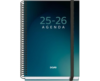 Dohe Boreal Agenda Escolar 25/26 Espiral A5 - Dia Pagina - Papel 70g/m2 - 4 Hojas de Pegatinas - Cubierta de Carton Plastificado - Cierre con Goma Elastica
