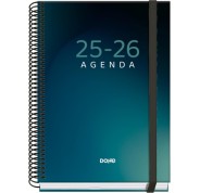 Dohe Boreal Agenda Escolar 25/26 Espiral A5 - Semana Vista - Papel 70g/m2 - 4 Hojas de Pegatinas - Cubierta de Carton Plastificado - Cierre con Goma Elastica