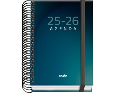 Dohe Boreal Agenda Escolar 25/26 Espiral A6 - Dia Pagina - Papel 70g/m2 - 4 Hojas de Pegatinas - Cubierta de Carton Plastificado - Cierre con Goma Elastica