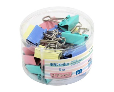 Dohe Bote de 24 Pinzas Metalicas de 32mm - Colores Pastel Surtidos