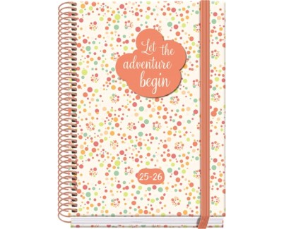 Dohe Bubbles Agenda Escolar 25/26 Espiral A5 - Semana Vista - Papel 70g/m2 - 4 Hojas de Pegatinas - Cubierta de Carton Plastificado - Cierre con Goma Elastica