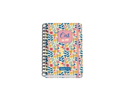 Dohe C´est la Vie Agenda Escolar 25/26 Espiral Wireo A5 - Semana Vista - Papel 80g/m2 - 4 Hojas de Pegatinas - Cubierta de Carton Plastificado - Cierre con Goma Elastica