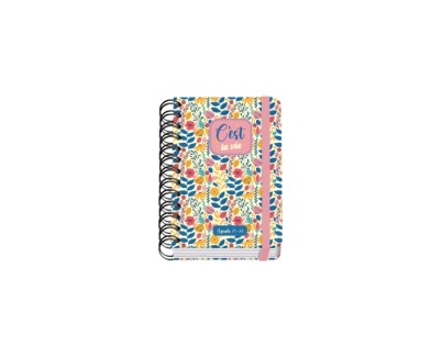 Dohe C´est la Vie Agenda Escolar 25/26 Espiral Wireo A6 - Dia Pagina - Papel 80g/m2 - 4 Hojas de Pegatinas - Cubierta de Carton Plastificado - Cierre con Goma Elastica