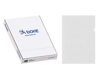 Dohe Caja de 100 Dossiers U&ntilde;ero Basic 100 Micras - Tama&ntilde;o Folio - Transparente