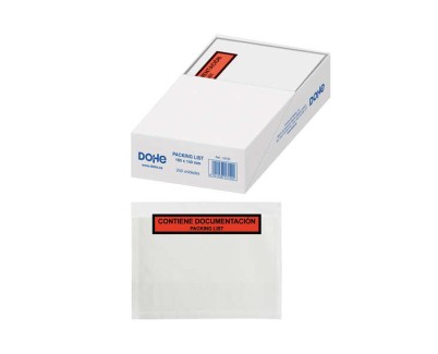 Dohe Caja de 250 Sobres Autoadhesivos - Packing List - Medidas 180 x140mm