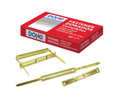 Dohe Caja de 50 Fasteners Metalicos Dorados - Para Encuadernaciones de 80mm - Lengüeta y Pasador