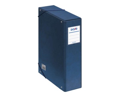 Dohe Caja para Proyectos Lomo 9cm - Carton Forrado con Papel Impreso y Plastificado - Cierre con Gomas - Color Azul