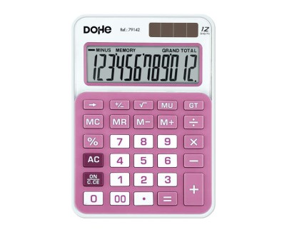 Dohe Calculadora Electronica de 12 Digitos - Alimentacion Solar y a Pilas - 4 Teclas de Memoria - Apagado Automatico - Teclas de Gran Formato - Funciones de Raiz Cuadrada y Mark Up
