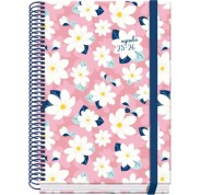 Dohe Camomille Agenda Escolar 25/26 Espiral A5 - Dia Pagina - Papel 70g/m2 - 4 Hojas de Pegatinas - Cubierta de Carton Plastificado - Cierre con Goma Elastica