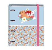 Dohe Capi Flower Carpeta con 4 Anillas de 35mm - 100 Hojas Offset de 90g - 5x5mm - 4 Separadores - Sobre Multitaladro - Cubierta de Carton Plastificado - 28x32x4cm - Multicolor