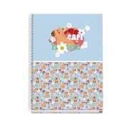 Dohe Capi Flower Cuaderno de Espiral Metalica - Formato A4 - 100 Hojas Offset de 90g - 5x5mm - Microperforadas - Banda de Color - Tapa Dura Plastificada - 23x30x2cm - Multicolor