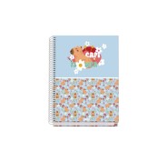 Dohe Capi Flower Cuaderno de Espiral Metalica - Formato A5 - 100 Hojas Offset de 90g - 5x5mm - Microperforadas - Banda de Color - Tapa Dura Plastificada - 16x21x2cm - Multicolor