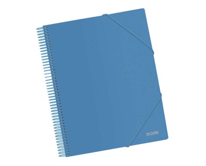 Dohe Carpeta con 20 Fundas Tama&ntilde;o A4 - Tapa de Polipropileno Opaco 800 Micras - Fundas Transparentes 80 Micras - Espiral de Plastico Color - Gomas Elasticas a Juego