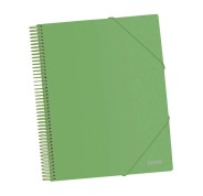 Dohe Carpeta con 20 Fundas Tamaño A4 - Tapa de Polipropileno Opaco 800 Micras - Fundas Transparentes 80 Micras - Espiral de Plastico Color y Gomas Elasticas a Juego