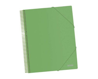 Dohe Carpeta con 20 Fundas Tama&ntilde;o A4 - Tapa de Polipropileno Opaco 800 Micras - Fundas Transparentes 80 Micras - Espiral de Plastico Color y Gomas Elasticas a Juego
