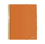 Dohe Carpeta con 20 Fundas Tamaño A4 - Tapa de Polipropileno Opaco de 800 Micras - Fundas Transparentes de 80 Micras - Espiral de Plastico Colorido - Gomas Elasticas a Juego