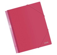 Dohe Carpeta con 20 Fundas Tamaño A4 - Tapa de Polipropileno Opaco de 800 Micras - Fundas Transparentes de 80 Micras - Espiral de Plastico de Color - Gomas Elasticas a Juego
