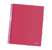 Dohe Carpeta con 30 Fundas Tamaño A4 - Tapa de Polipropileno Opaco 800 Micras - Fundas Transparentes 80 Micras - Espiral de Plastico Color - Gomas Elasticas a Juego
