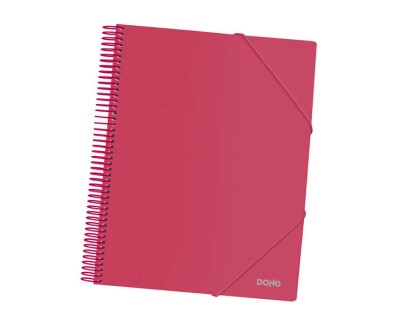 Dohe Carpeta con 30 Fundas Tama&ntilde;o A4 - Tapa de Polipropileno Opaco 800 Micras - Fundas Transparentes 80 Micras - Espiral de Plastico Color - Gomas Elasticas a Juego