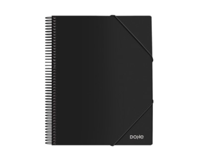 Dohe Carpeta con 40 Fundas Tama&ntilde;o A4 - Tapa de Polipropileno Opaco 800 Micras - Fundas Transparentes 80 Micras - Espiral de Plastico Color y Gomas Elasticas a Juego