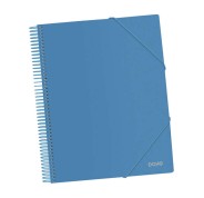 Dohe Carpeta con 40 Fundas Tamaño A4 - Tapa de Polipropileno Opaco de 800 Micras - Fundas Transparentes de 80 Micras - Espiral de Plastico Colorido - Gomas Elasticas a Juego