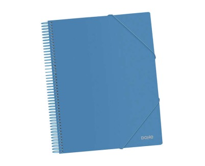 Dohe Carpeta con 40 Fundas Tama&ntilde;o A4 - Tapa de Polipropileno Opaco de 800 Micras - Fundas Transparentes de 80 Micras - Espiral de Plastico Colorido - Gomas Elasticas a Juego