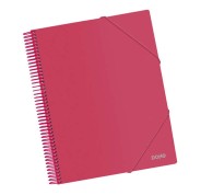 Dohe Carpeta con 40 Fundas Tamaño A4 - Tapa de Polipropileno Opaco de 800 Micras - Fundas Transparentes de 80 Micras - Espiral de Plastico de Color - Gomas Elasticas a Juego