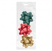 Dohe Chic Pack de 3 Lazos para Regalo - Forma de Estrella - Tamaño 8cm - Colores Rojo, Verde y Oro