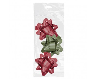 Dohe Chic Pack de 3 Lazos para Regalo - Forma de Estrella - Tamaño 8cm - Colores Rojo y Verde