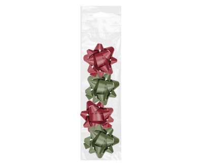 Dohe Chic Pack de 4 Lazos para Regalo - Forma de Estrella - Tamaño 6.5cm - Colores Rojo y Verde
