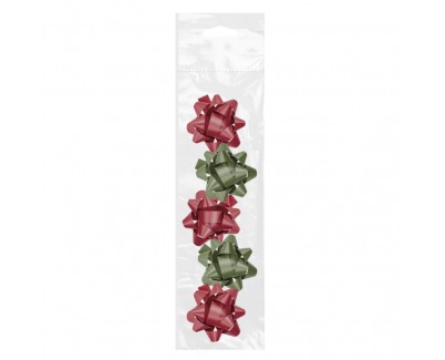 Dohe Chic Pack de 5 Lazos para Regalo - Forma de Estrella - Tama&ntilde;o 5.6cm - Colores Rojo y Verde
