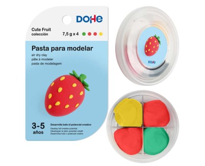 Dohe Coleccion Cute Fruit Pasta para Modelar Fresa - Ligera y Flexible - Apto para Ni&ntilde;os de 3 a 5 A&ntilde;os