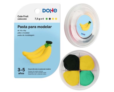 Dohe Coleccion Cute Fruit Pasta para Modelar Platano - Ligera y Flexible - Apto para Ni&ntilde;os de 3 a 5 A&ntilde;os