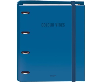 Dohe Colour Vibes Carpeta de 4 Anillas Mixtas de 35mm Recambio 100 Hojas Cuadricula 5mm - Formato A4 - Cierre con Goma - Incluye 4 Separadores y Sobre de Polipropileno - Color Azul