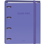Dohe Colour Vibes Carpeta de 4 Anillas Mixtas de 35mm Recambio 100 Hojas Cuadricula 5mm - Formato A4 - Cierre con Goma - Incluye 4 Separadores y Sobre de Polipropileno - Color Morado