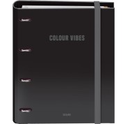 Dohe Colour Vibes Carpeta de 4 Anillas Mixtas de 35mm Recambio 100 Hojas Cuadricula 5mm - Formato A4 - Cierre con Goma - Incluye 4 Separadores y Sobre de Polipropileno - Color Negro