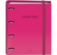 Dohe Colour Vibes Carpeta de 4 Anillas Mixtas de 35mm Recambio 100 Hojas Cuadricula 5mm - Formato A4 - Cierre con Goma - Incluye 4 Separadores y Sobre de Polipropileno - Color Rosa