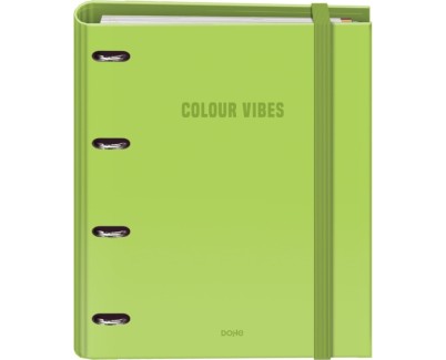 Dohe Colour Vibes Carpeta de 4 Anillas Mixtas de 35mm Recambio 100 Hojas Cuadricula 5mm - Formato A4 - Cierre con Goma - Incluye 4 Separadores y Sobre de Polipropileno - Color Verde Lima