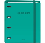 Dohe Colour Vibes Carpeta de 4 Anillas Mixtas de 35mm Recambio 100 Hojas Cuadricula 5mm - Formato A4 - Cierre con Goma - Incluye 4 Separadores y Sobre de Polipropileno - Color Verde
