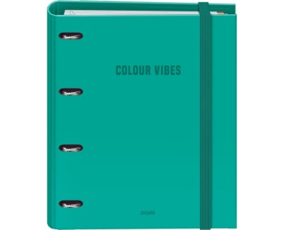 Dohe Colour Vibes Carpeta de 4 Anillas Mixtas de 35mm Recambio 100 Hojas Cuadricula 5mm - Formato A4 - Cierre con Goma - Incluye 4 Separadores y Sobre de Polipropileno - Color Verde